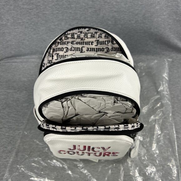 New Juicy Couture All Nighter White Charm Logo Backpack Travel Purse - Picture 7 of 13